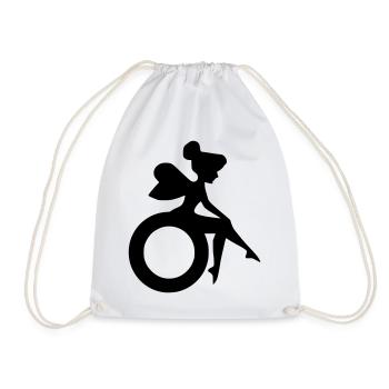 Image of fairy in a wheelchair # - Drawstring Bag - white - Front