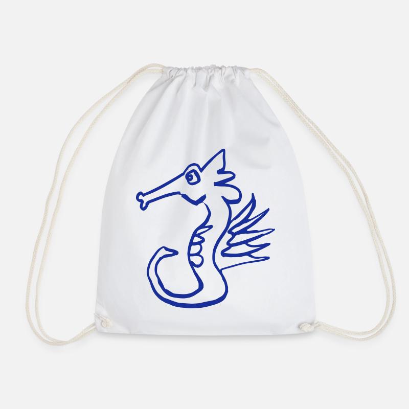 Seahorse - Drawstring Bag - white