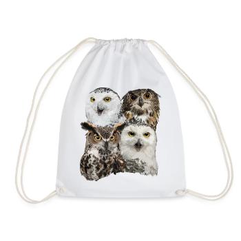 Owls - Drawstring Bag - white - Front