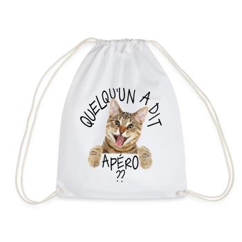 CHAT HAPPY JEMAND SAGTE APÉRO 😸😽🥂🍺🍺🍷🍷 - Turnbeutel - Weiß - Vorne