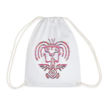 maya mexico aztec mexican tribar indian skul inca - Drawstring Bag - white - Front