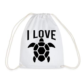 I Love Turtles - Drawstring Bag - white - Front
