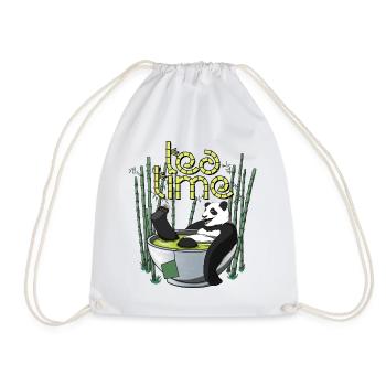 Tea Time - The Panda's Tea Moment - Drawstring Bag - white - Front
