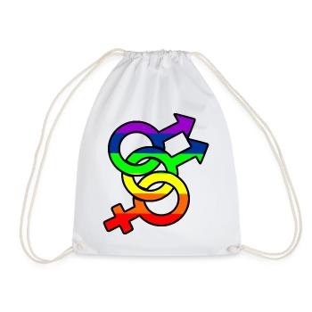 Geschlecht bisexuell 1 Logo mit Regenbogen - Turnbeutel - Weiß - Vorne