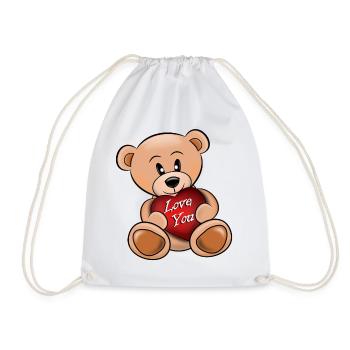 The teddy bear loves you - Drawstring Bag - white - Front