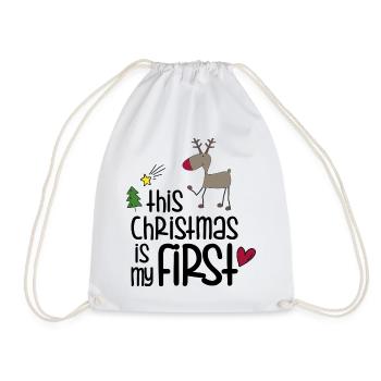 Playful Reindeer Christmas Motif - Drawstring Bag - white - Front