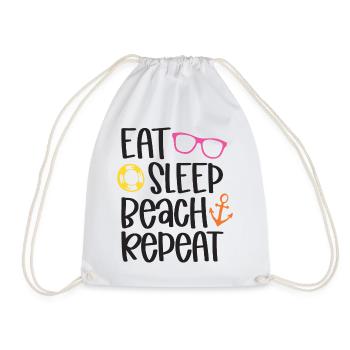 Eat Sleep Beach Repeat - Drawstring Bag - white - Front