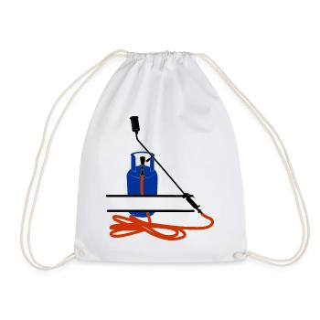 Roofers company Monogram logo gas bottle - Drawstring Bag - white - Front
