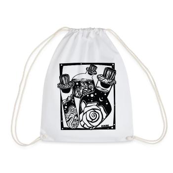 Floral gestaltete Flaschen für den Zaubertrank. - Turnbeutel - Weiß - Vorne