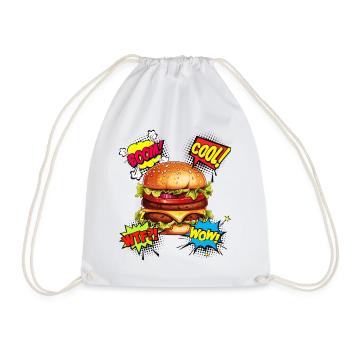 Burger Pop Art Hamburger Cheeseburger Fast Food - Turnbeutel - Weiß - Vorne