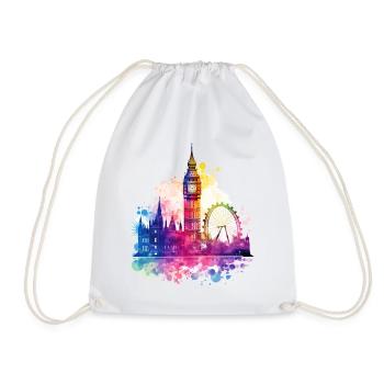 London England Stadt Skyline Big Ben Bunt Splash - Turnbeutel - Weiß - Vorne