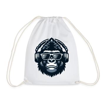 Gorilla DJ Headphones - Drawstring Bag - white - Front