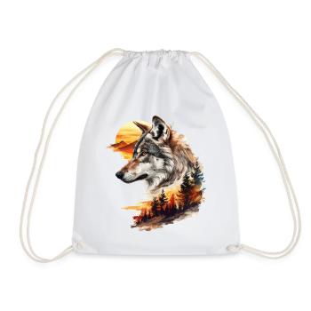 Loup Tête de loup Nature sauvage Aventure Forêt Soleil - Sac de sport léger - blanc - Devant