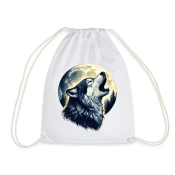 Wolf heult den Vollmond an - Turnbeutel - Weiß - Vorne