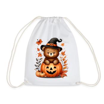 Ours en peluche d’Halloween dans la citrouille : Doux et effrayant - Sac de sport léger - blanc - Devant