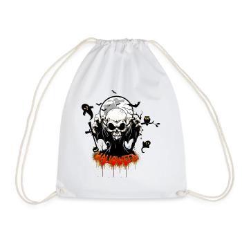 Skull with sharp teeth - Drawstring Bag - white - Front