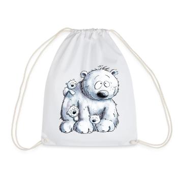 Eisbär Mit Eisbär Baby I Polarbär - Turnbeutel - Weiß - Vorne