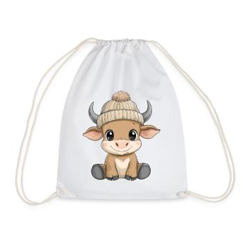 Stier Süß Niedlich Baby Kinder Tier Cartoon - Turnbeutel - Weiß - Vorne