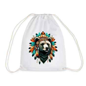 Ours amérindien Peaux-rouges d’Amérique - Sac de sport léger - blanc - Devant