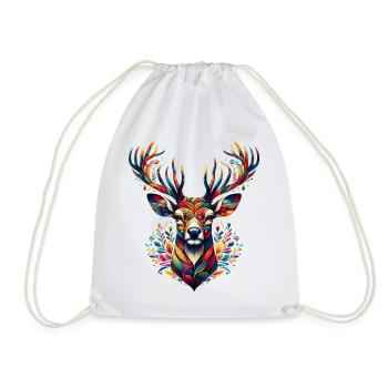 Deer - Drawstring Bag - white - Front