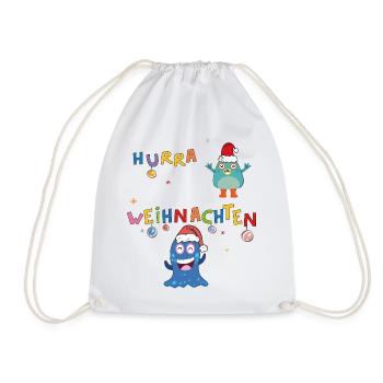 Hooray Christmas - Drawstring Bag - white - Front