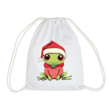 Frosch Weihnachten Süß Niedlich Xmas Weihnachtlich - Turnbeutel - Weiß - Vorne