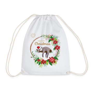 Sloth wishes Merry Christmas - Drawstring Bag - white - Front