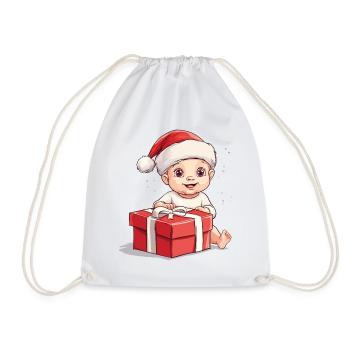 Weihnachten Baby Kind Süß Niedlich Lustig Geschenk - Turnbeutel - Weiß - Vorne