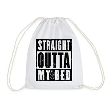 Straight Outta My Bed Shirt, Morgenmuffel - Turnbeutel - Weiß - Vorne