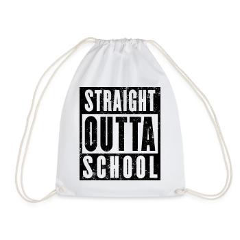 Straight Outta School Shirt, Abschluss, Matura - Turnbeutel - Weiß - Vorne