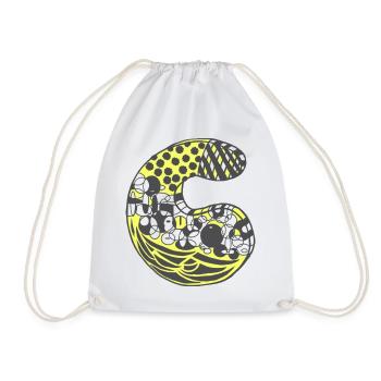 Lettre C avec caractère en jaune - Sac de sport léger - blanc - Devant
