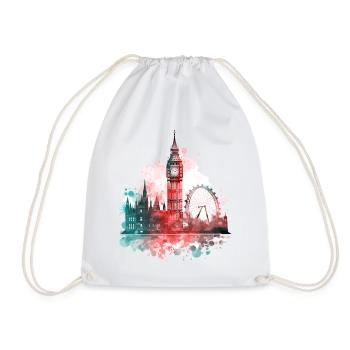 London England Stadt Skyline Big Ben Bunt Splash - Turnbeutel - Weiß - Vorne