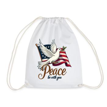 Dove of peace with flag - Drawstring Bag - white - Front