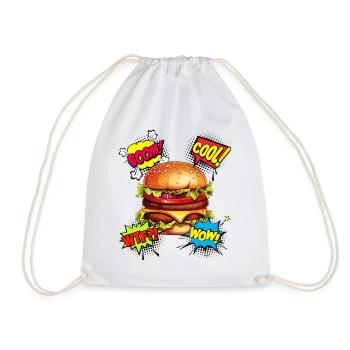 Burger Pop Art Hamburger Cheeseburger Fast Food - Turnbeutel - Weiß - Vorne