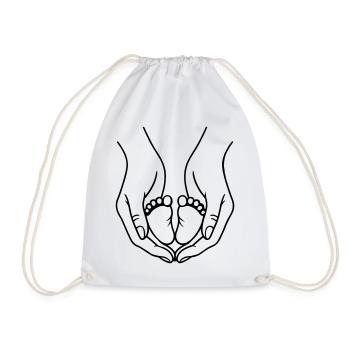 Logo Mains tenant les pieds de bébé - Sac de sport léger - blanc - Devant