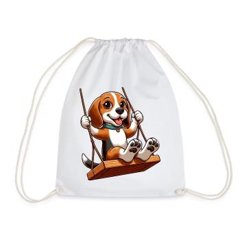 Beagle joyeux sur balançoire chien de terrain de jeu - Sac de sport léger - blanc - Devant