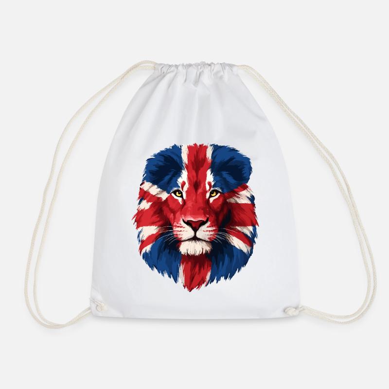British Lion with Union Jack Mane - Drawstring Bag - white