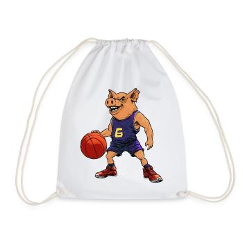 Basketball player pig - Drawstring Bag - white - Front