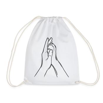 Hand + Dog Paw - High Five - Dog Fan - Drawstring Bag - white - Front