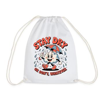 Stay Dry Funny Cloud Retro Umbrella - Drawstring Bag - white - Front