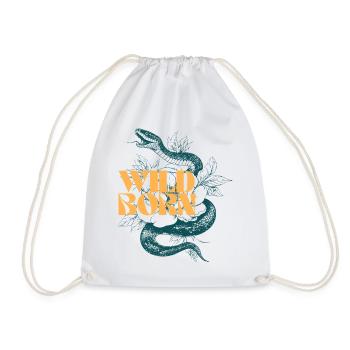 Wild Born Animal Motif Design - Drawstring Bag - white - Front