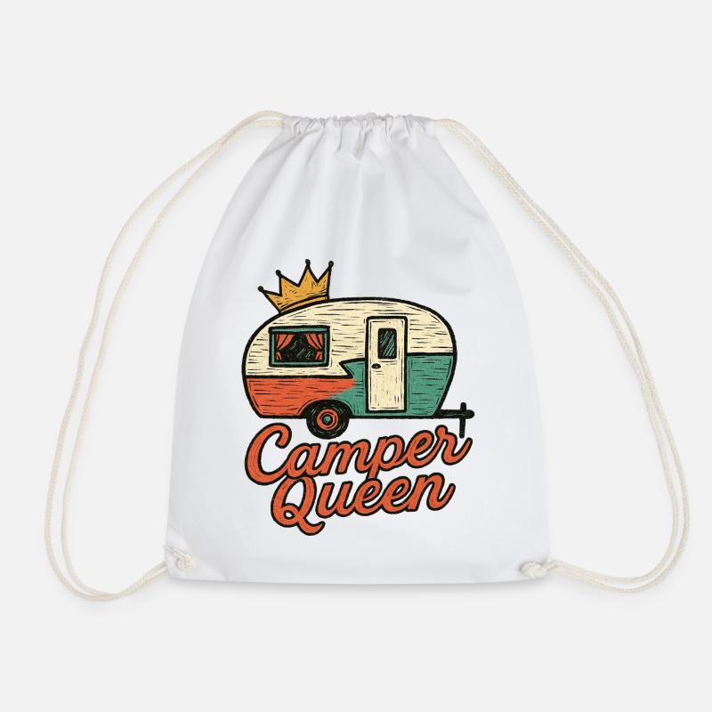 Caravane rétro Camper Queen - Sac de sport léger - blanc