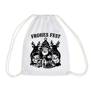 Frohes Fest Weihnachten Kinder Bescherung - Turnbeutel - Weiß - Vorne