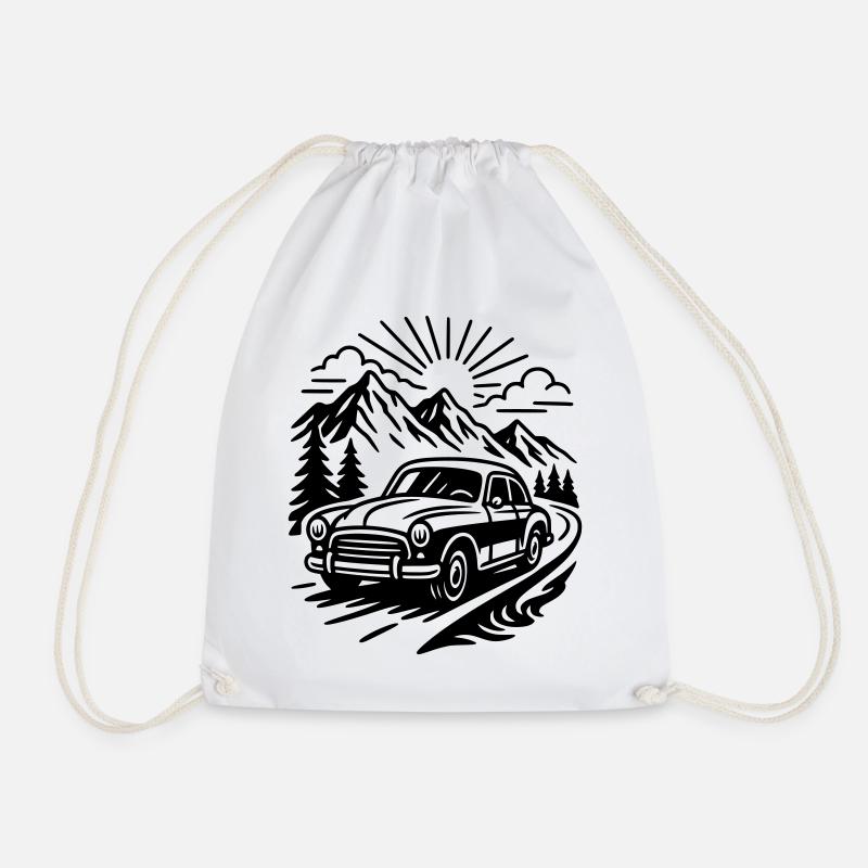 Vintage car - Drawstring Bag - white