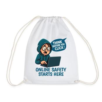 Réfléchissez avant de cliquer - Sécurité en ligne - Sac de sport léger - blanc - Devant