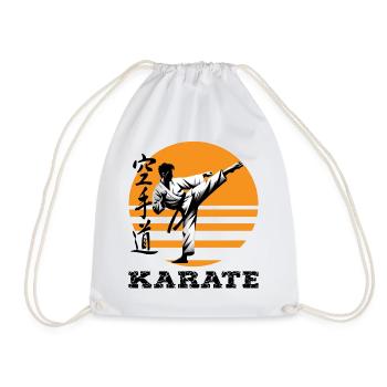 Karatensilhouette im Sonnenkreis - Turnbeutel - Weiß - Vorne