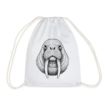 Walrus - Drawstring Bag - white - Front
