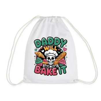 Daddy Will Bake It Skull Chef - Drawstring Bag - white - Front