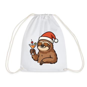 Entspanntes Faultier im Santa-Look - Turnbeutel - Weiß - Vorne