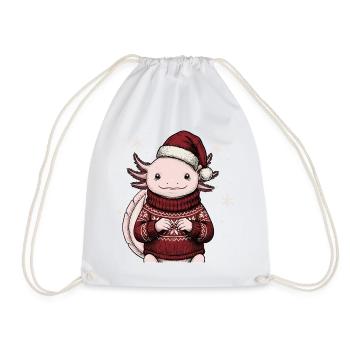 Axolotl Père Noël Chapeau de Noël Pyjama Drôle - Sac de sport léger - blanc - Devant